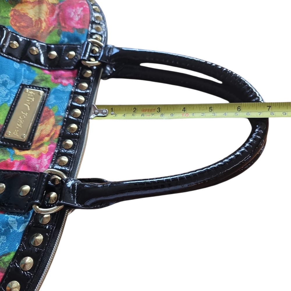 Betsey Johnson Floral Blue and Black Shoulder Bag - Picture 8 of 9